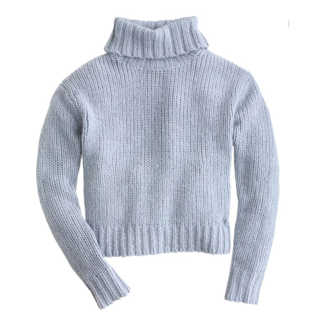 J. Crew Light Blue Chunky Wool Alpaca Turtleneck Sweater • Cozy • Size S